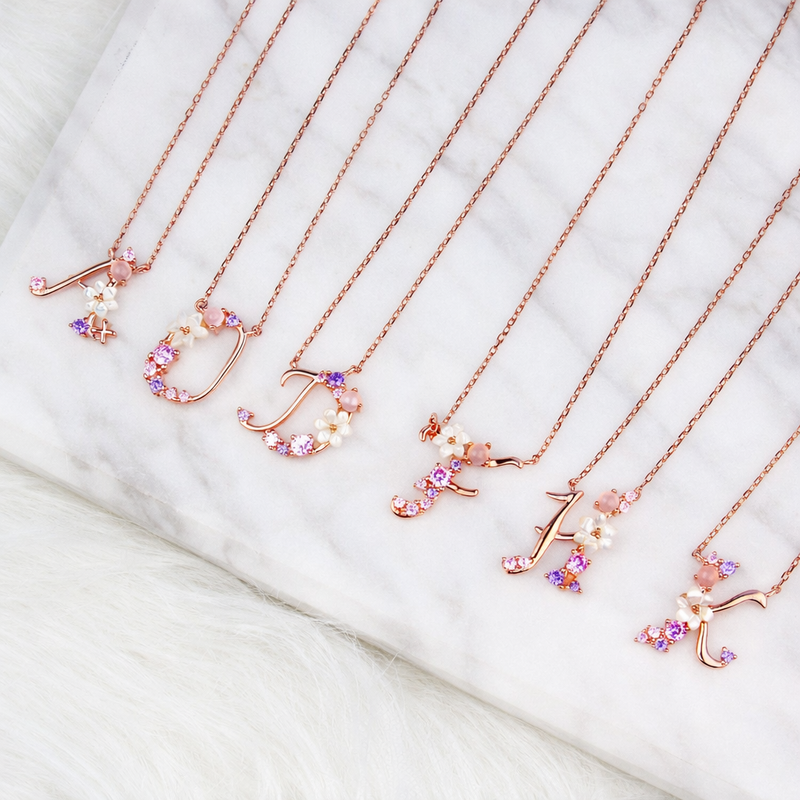 Floral Letter Necklace