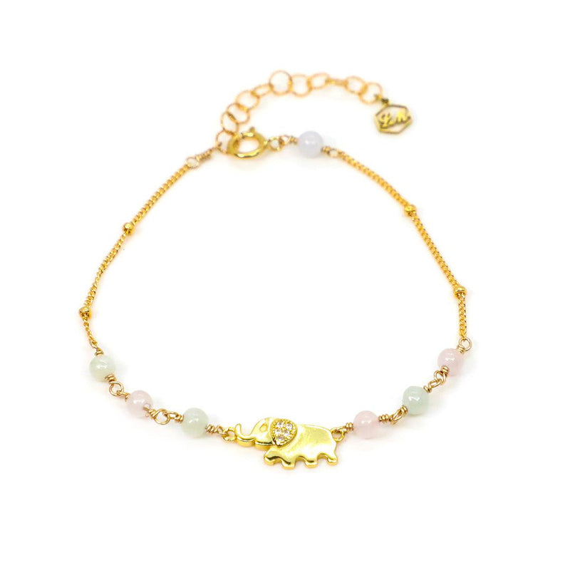 Jade Rose Quartz Elephant Bracelet – La Meno