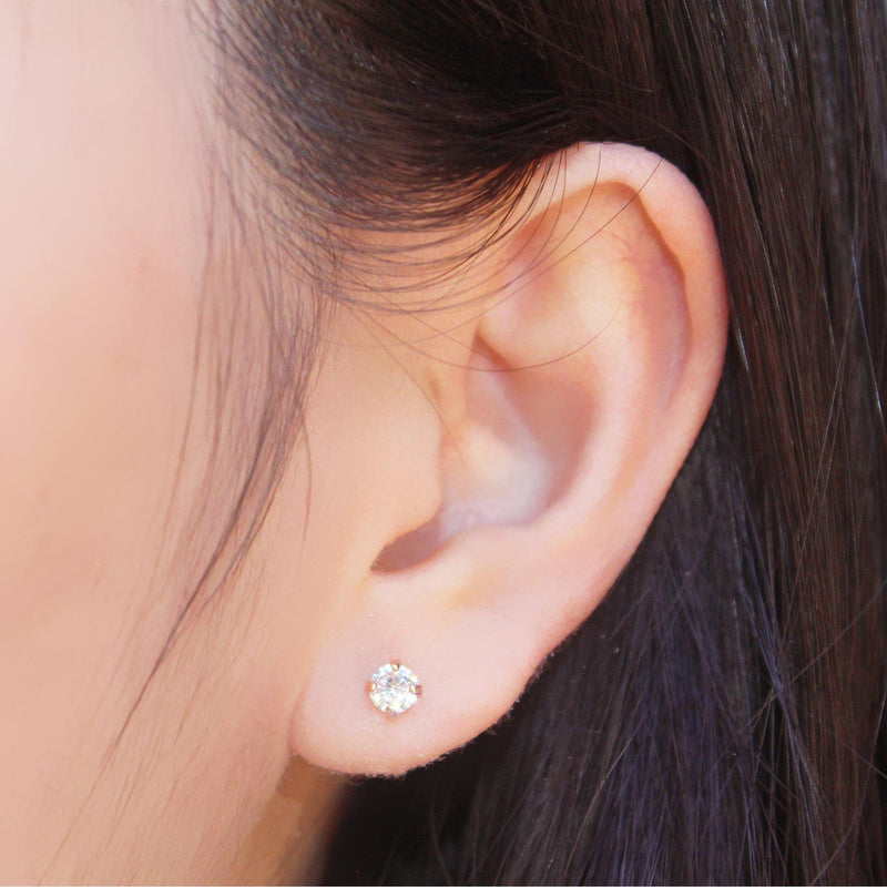 Single Diamond Screw Back Earrings