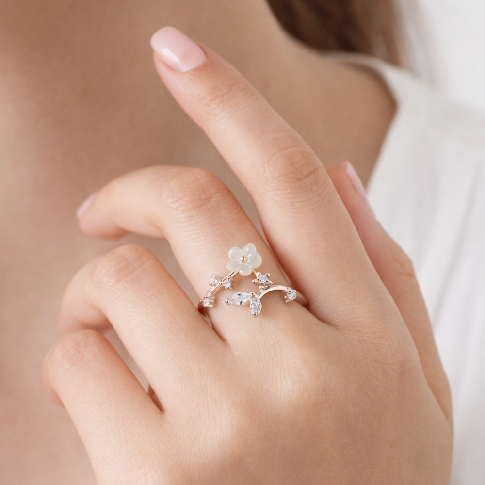 LORO breath ring 01 silver 9号 Floral Day Ring | Adjustable Rings from US Size 4-9 | Handmade