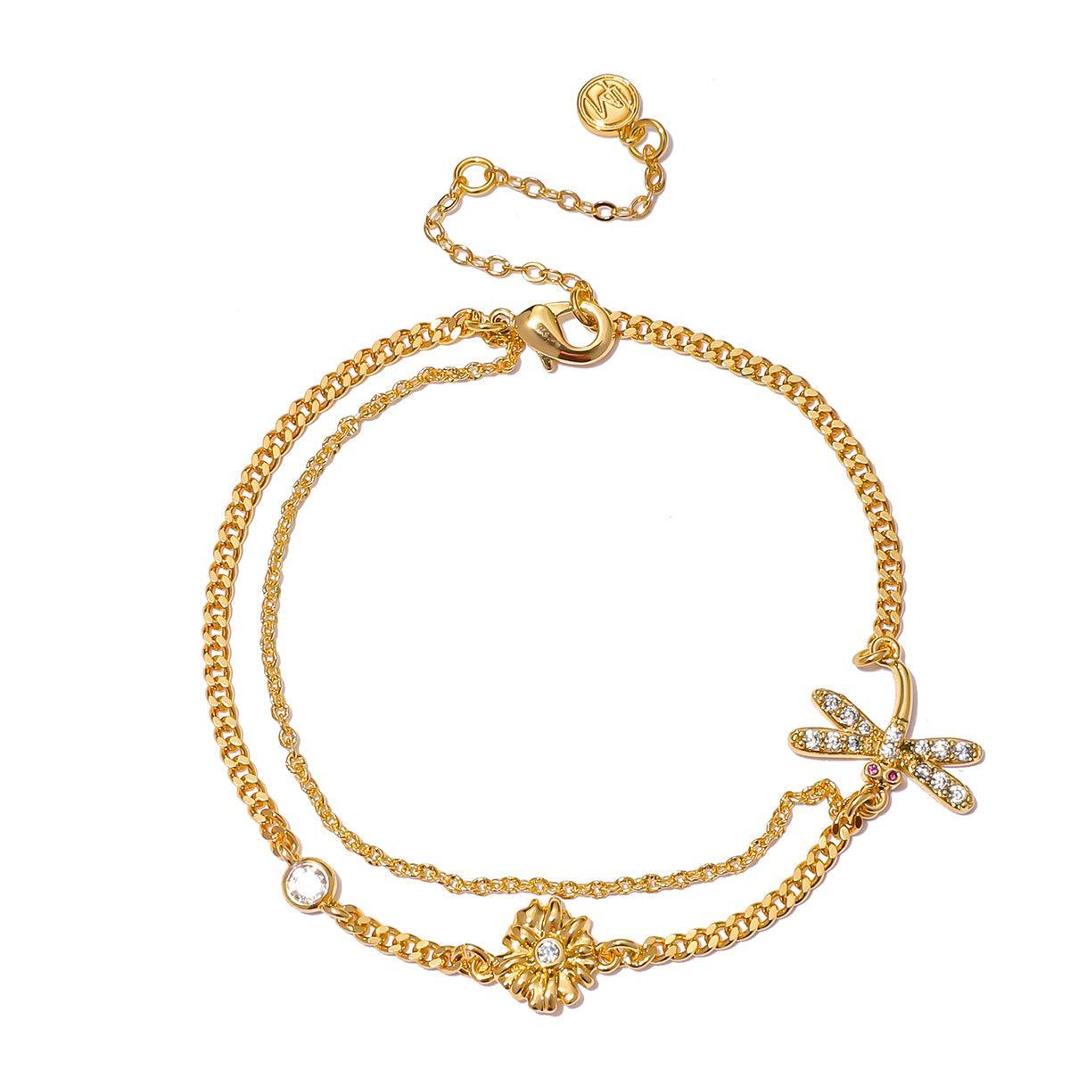 Bloom & Dragonfly Duo Chain Bracelet