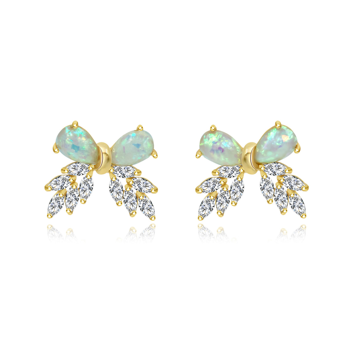 Opal Bow Earrings