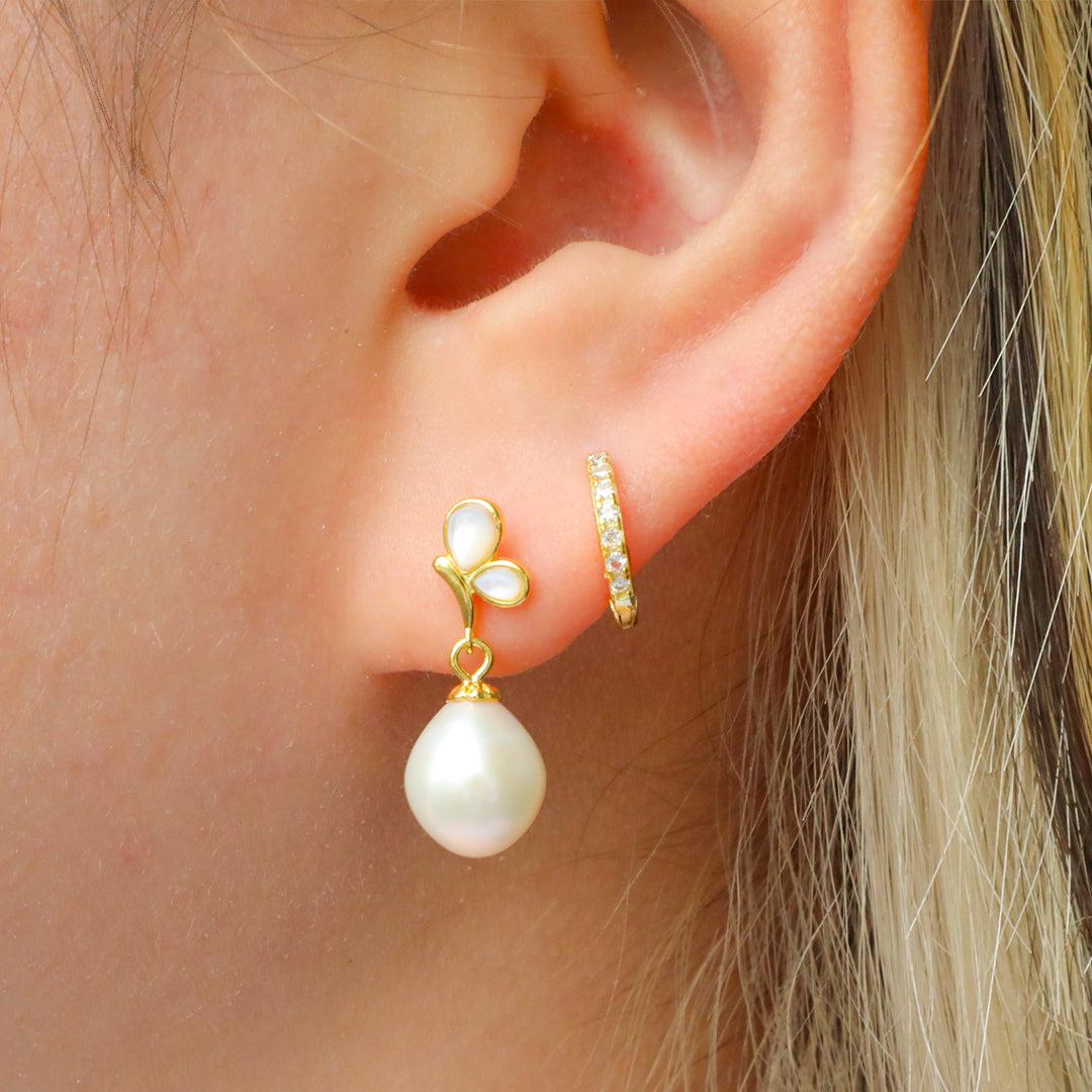 Fly with Pearl Earrings