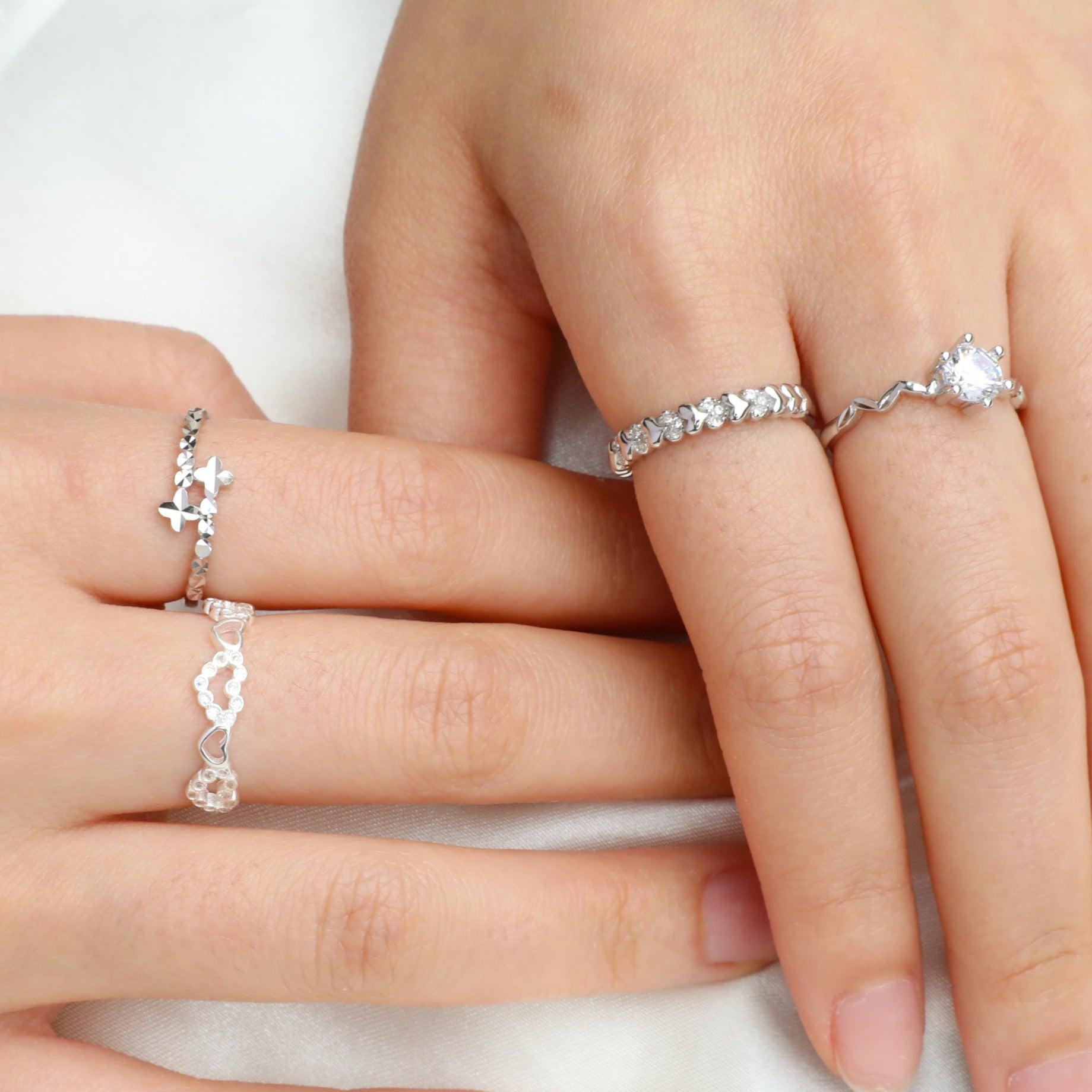 Endless Love CZ Couples Promise Rings for Her - Eleganzia Jewelry