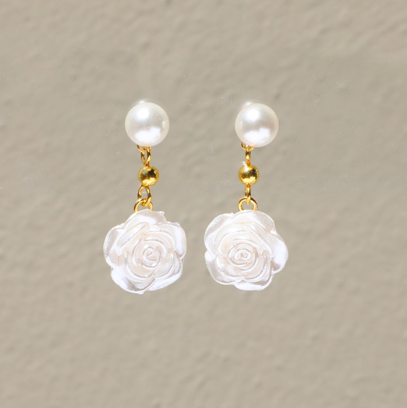 Pearl Rose Earrings