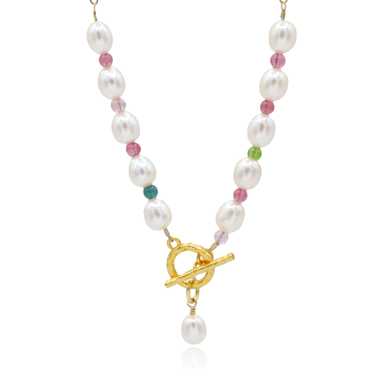 Rainbow Tourmaline & Pearl Necklace