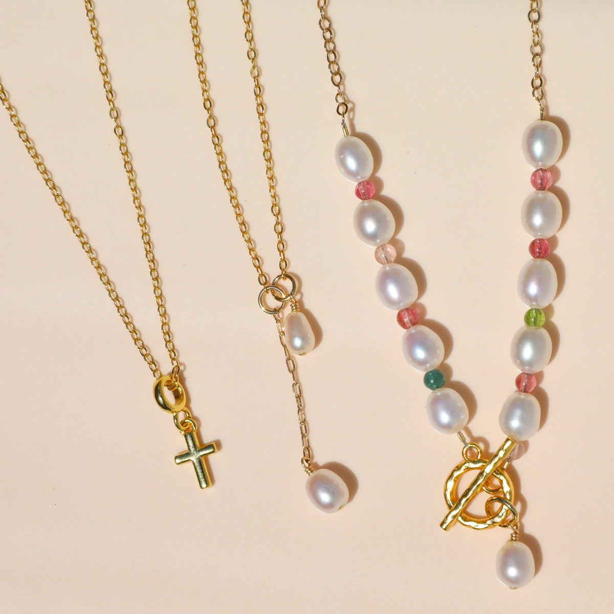 Rainbow Tourmaline & Pearl Necklace