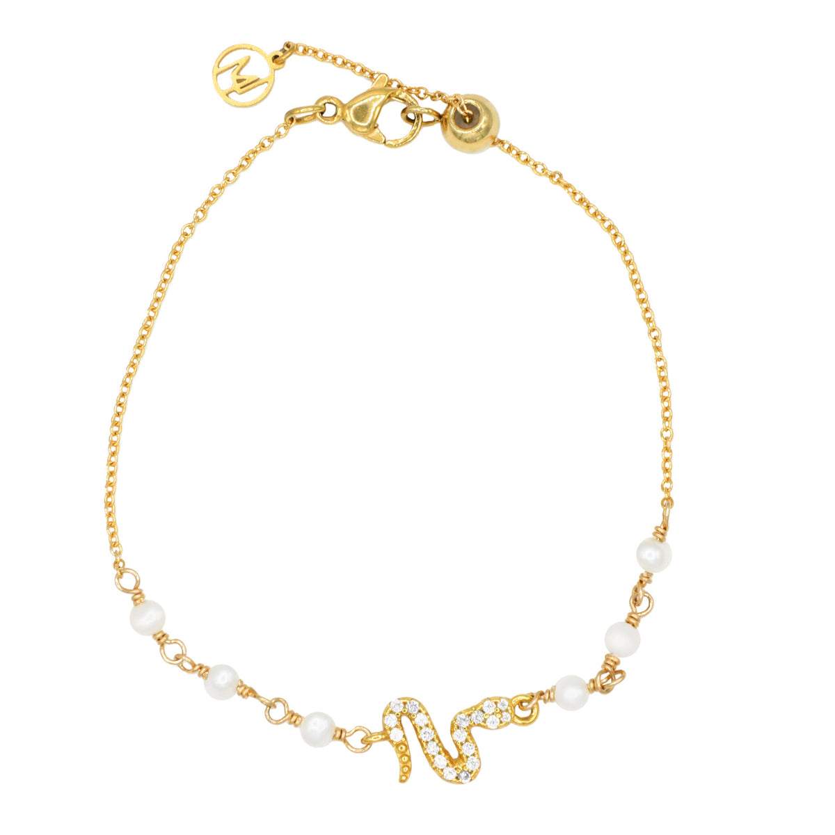 Serpent’s Whisper Pearl Bracelet