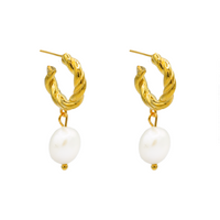Swirl & Pearl Hoop Earring
