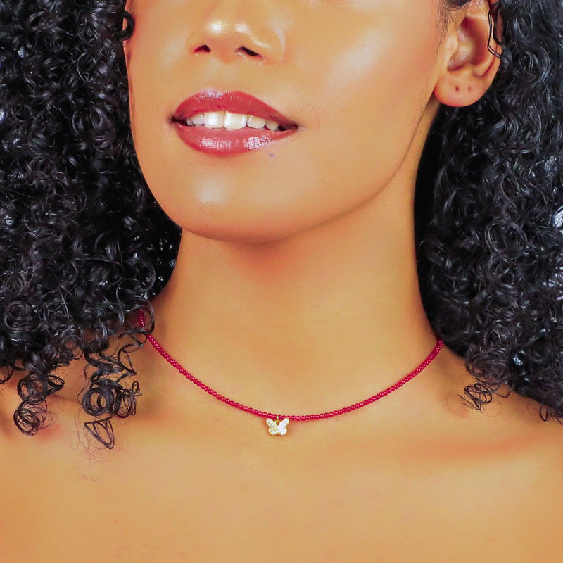 Carnelian Butterfly Choker