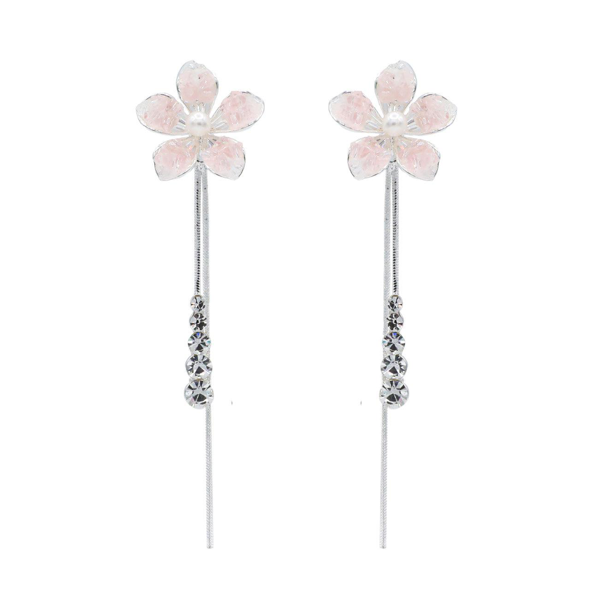 Crystal Flower Drop Earrings