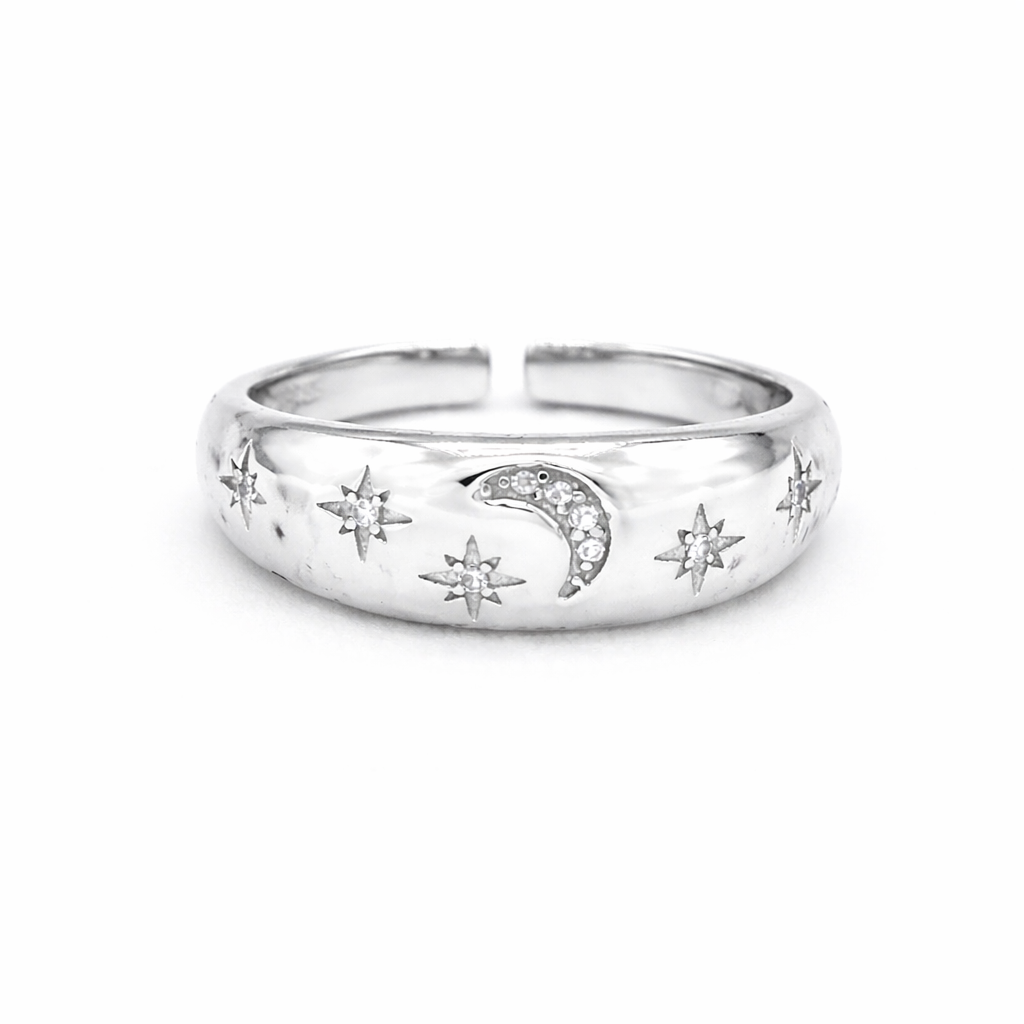 Starlit Crescent Ring