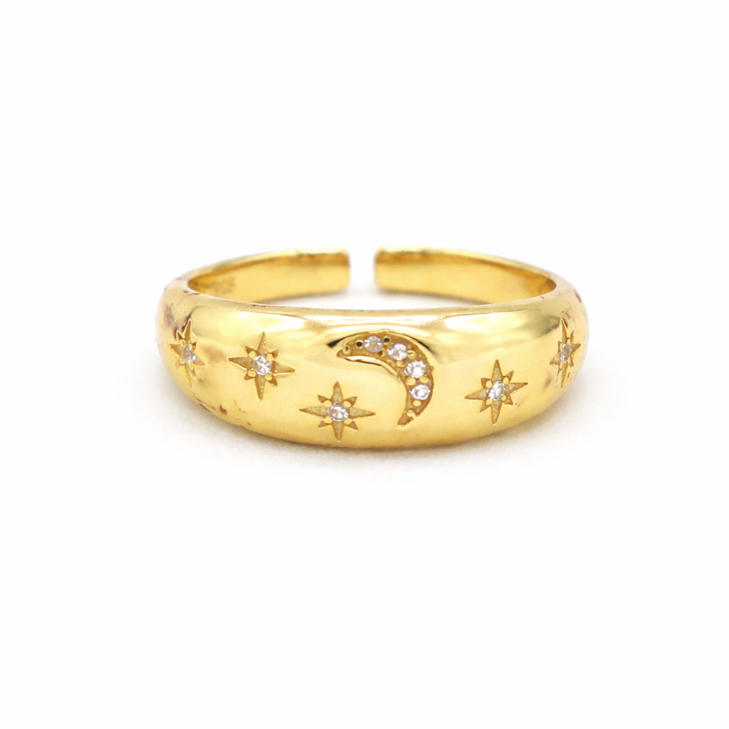 Starlit Crescent Ring