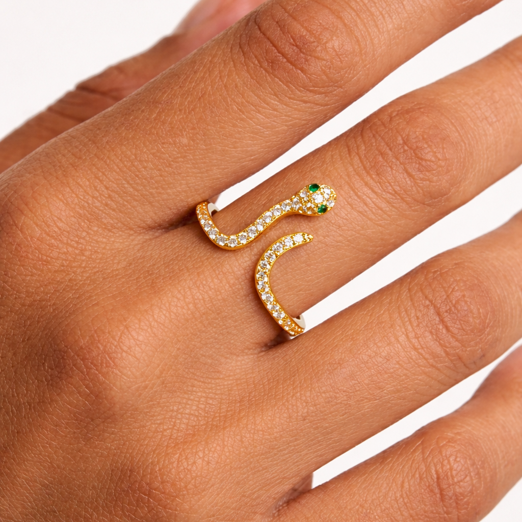Emerald Eye Serpent Ring