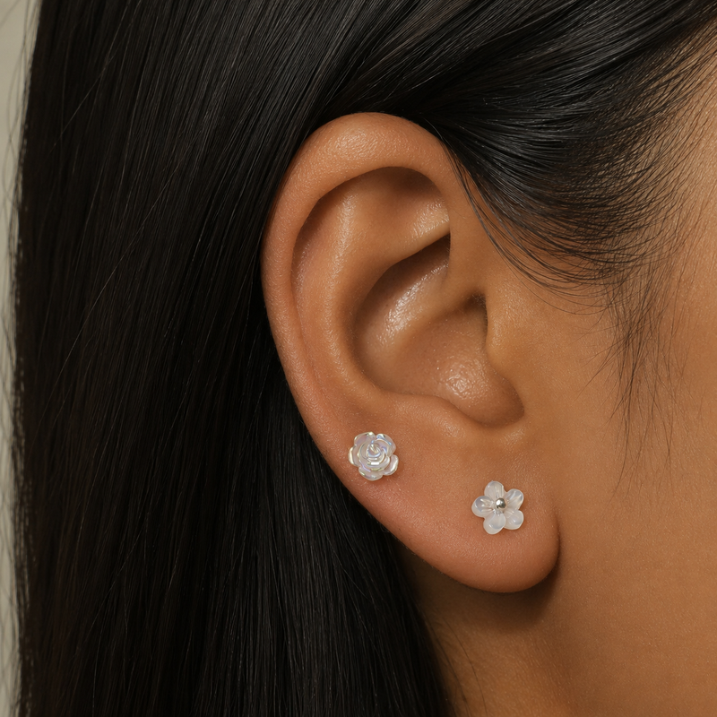 Little White Flower Studs