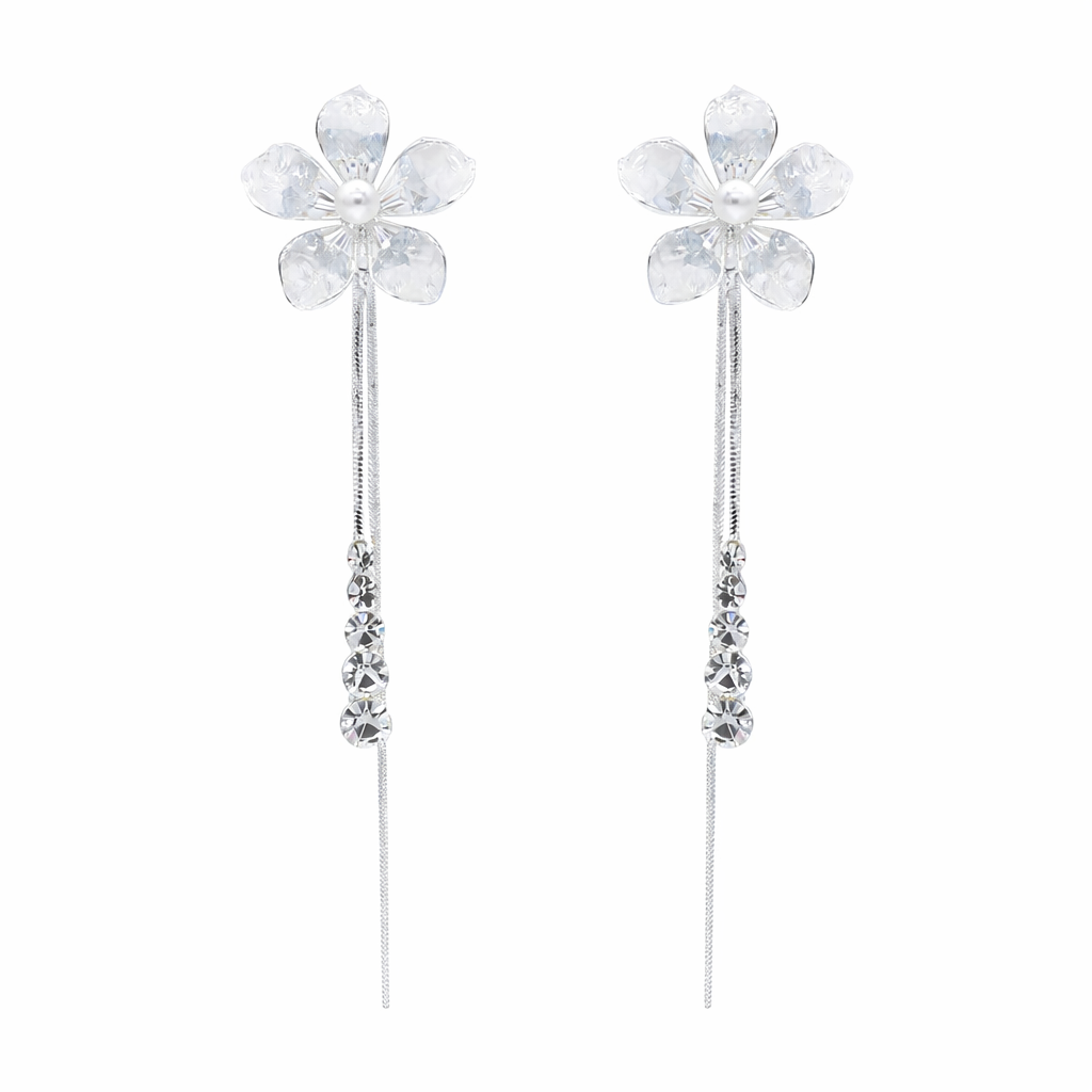 Crystal Flower Drop Earrings