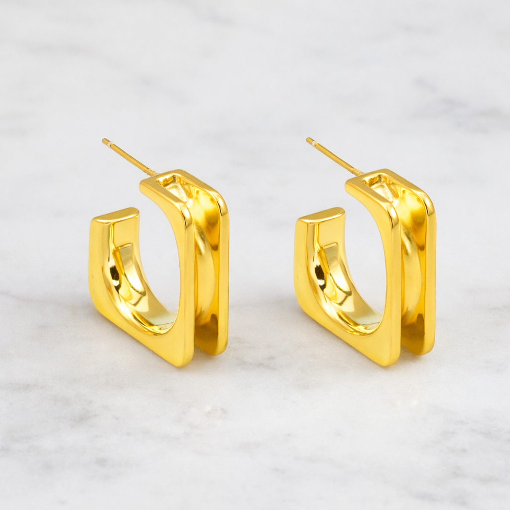 Golden Glow Square Earrings