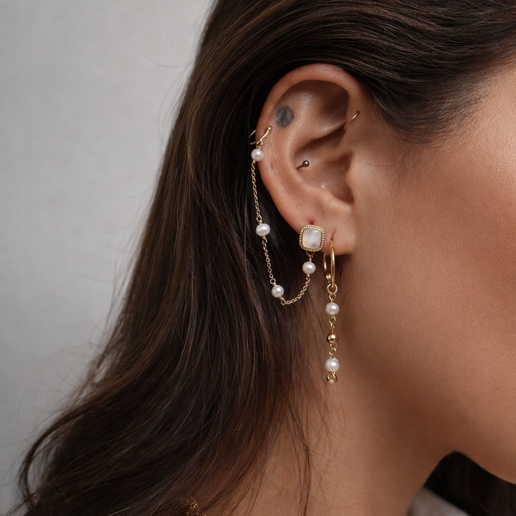 Enchanting Asymmetrical Pearl Earrings