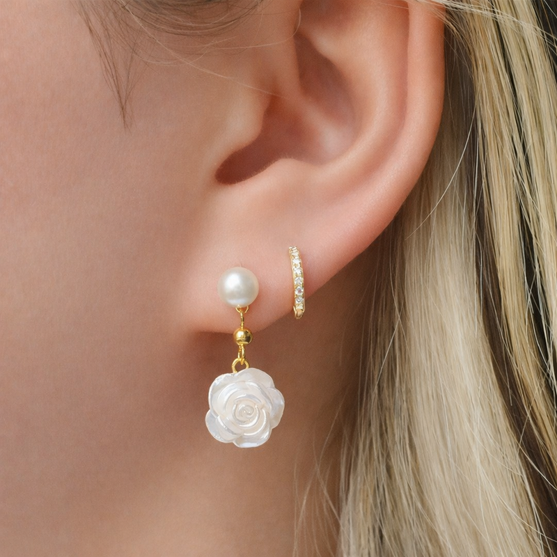 Pearl Rose Earrings