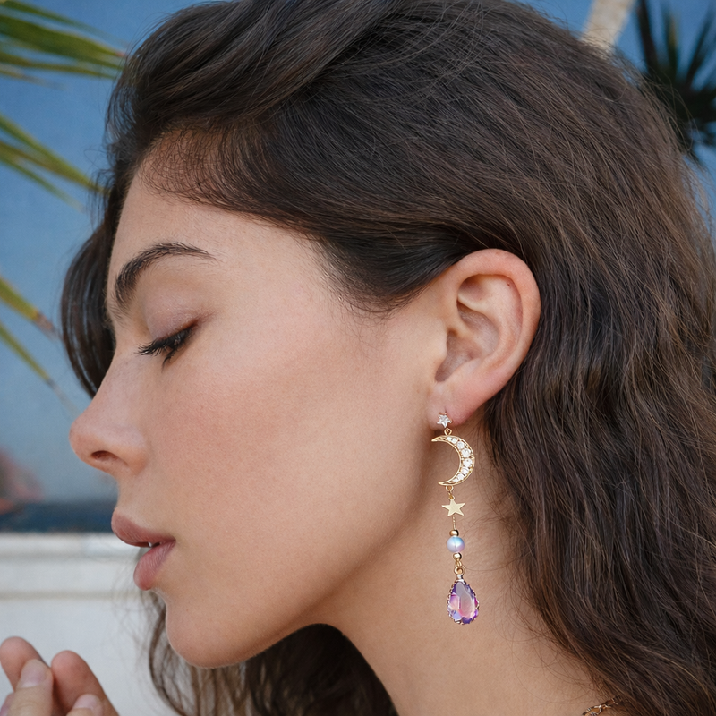 Purple Moonlight Earrings