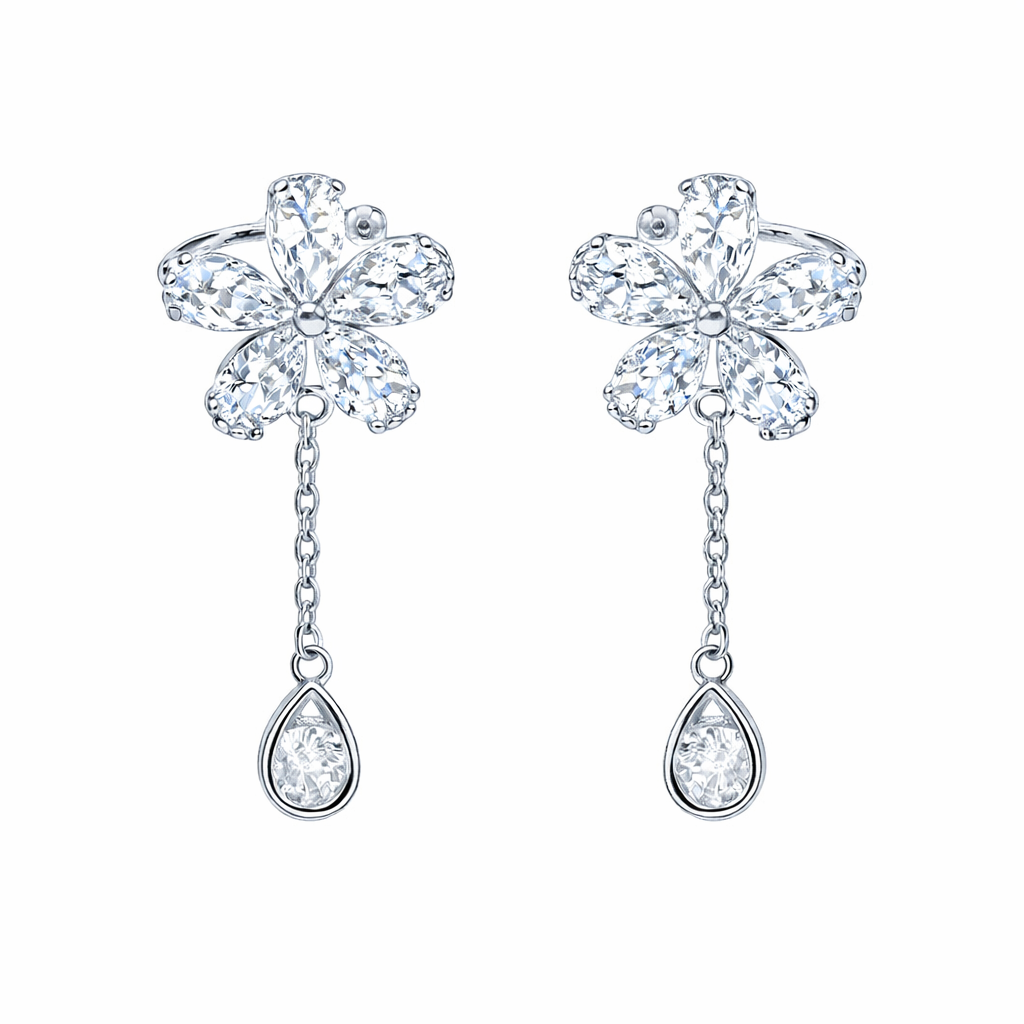 Dangling Flower Ear Cuff