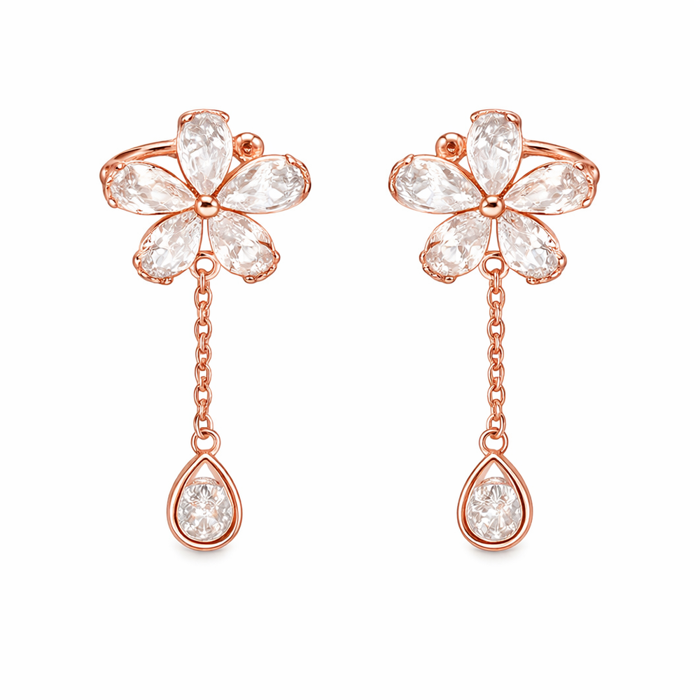 Dangling Flower Ear Cuff – La Meno Dangling Flower Ear Cuff – La Meno