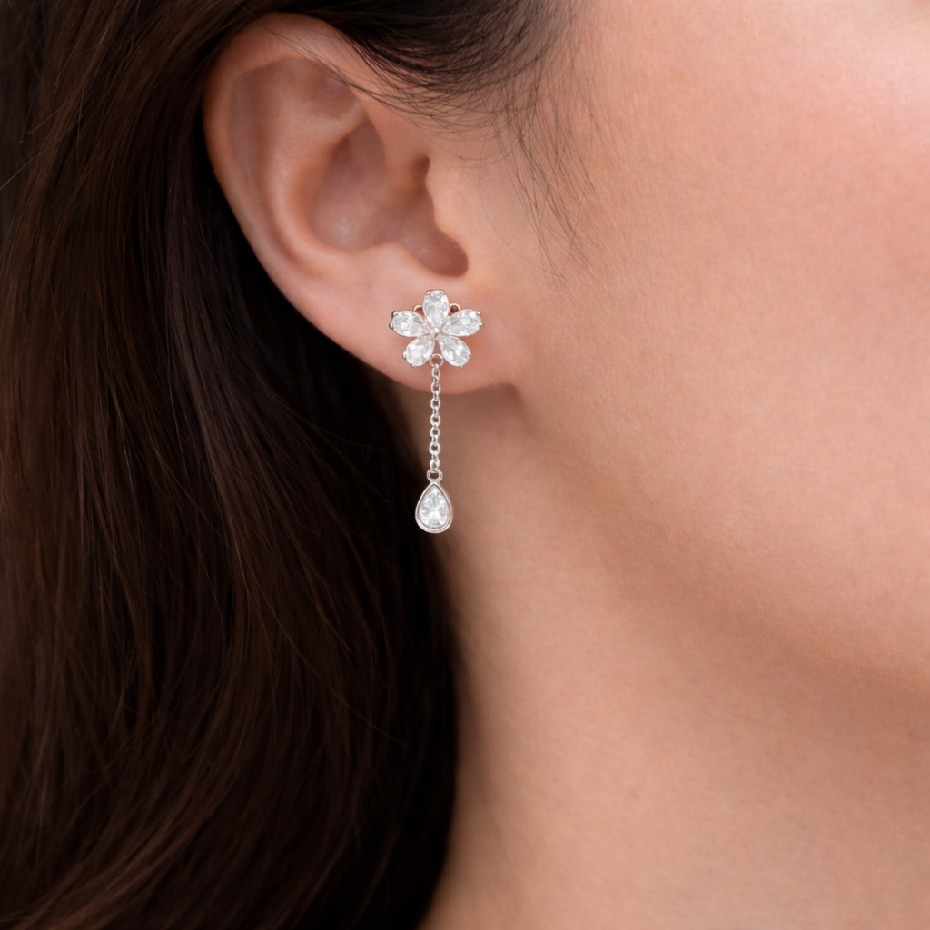 Dangling Flower Ear Cuff