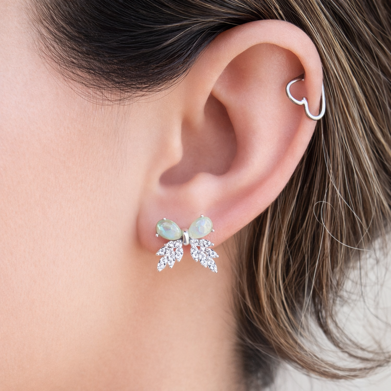 Opal Bow Earrings