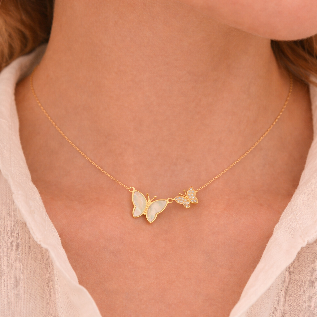 Ivory Butterfly Duo Necklace