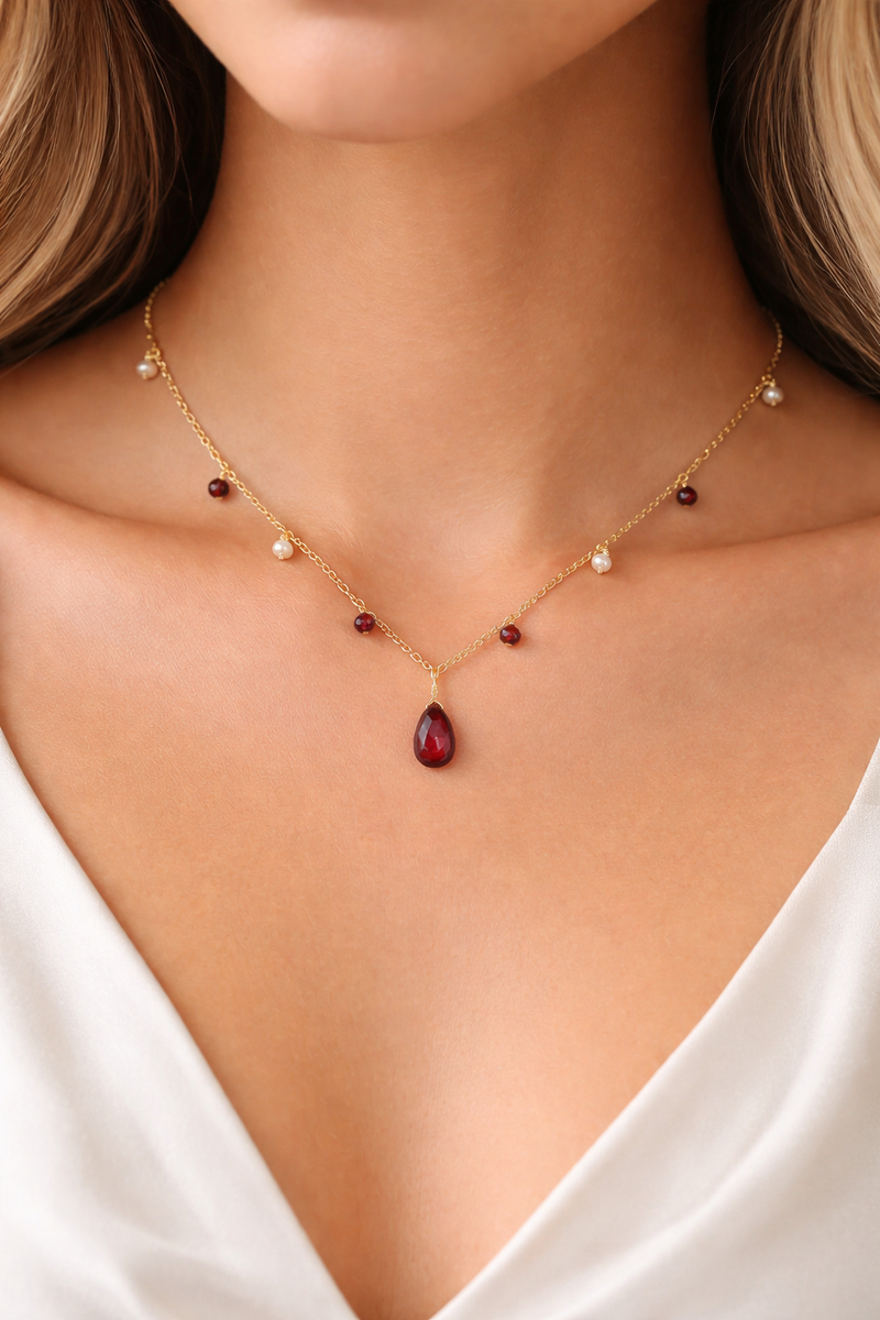 MiniDot Necklace: Garnet