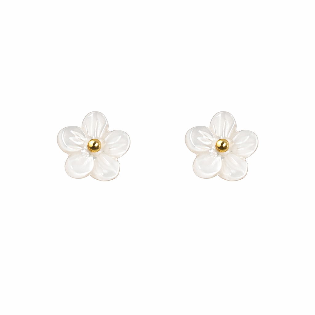 Little White Flower Studs