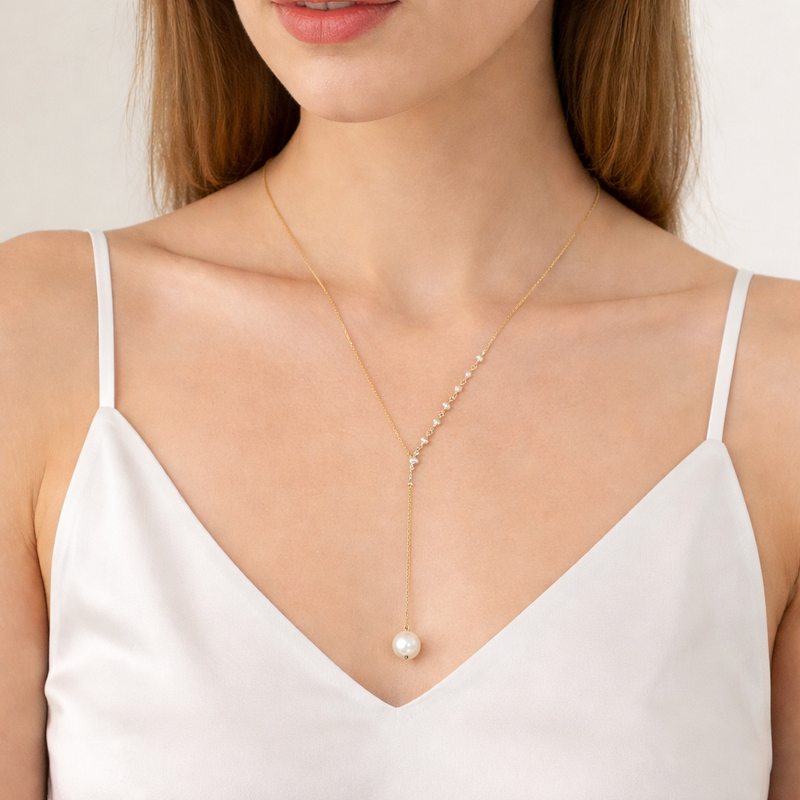Pearl Drift Y Necklace