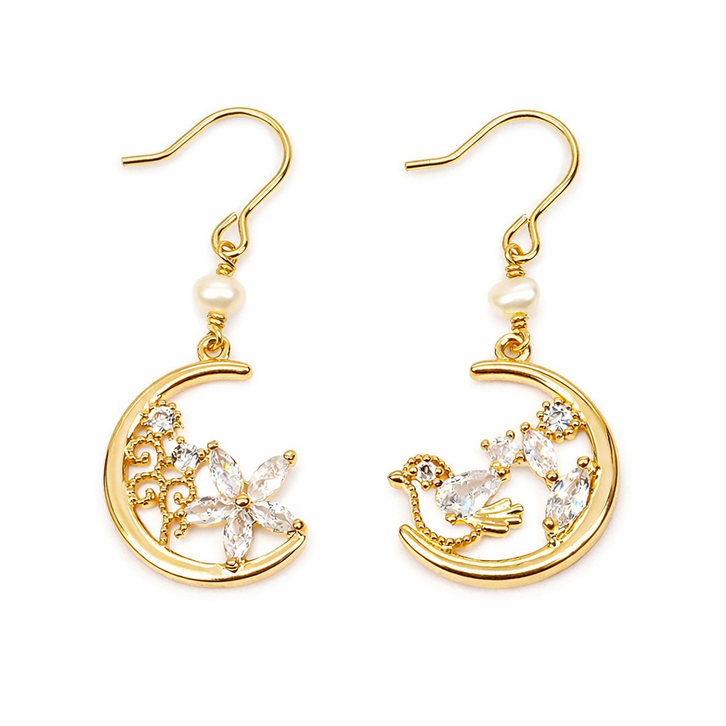 Bird & Flower Earrings