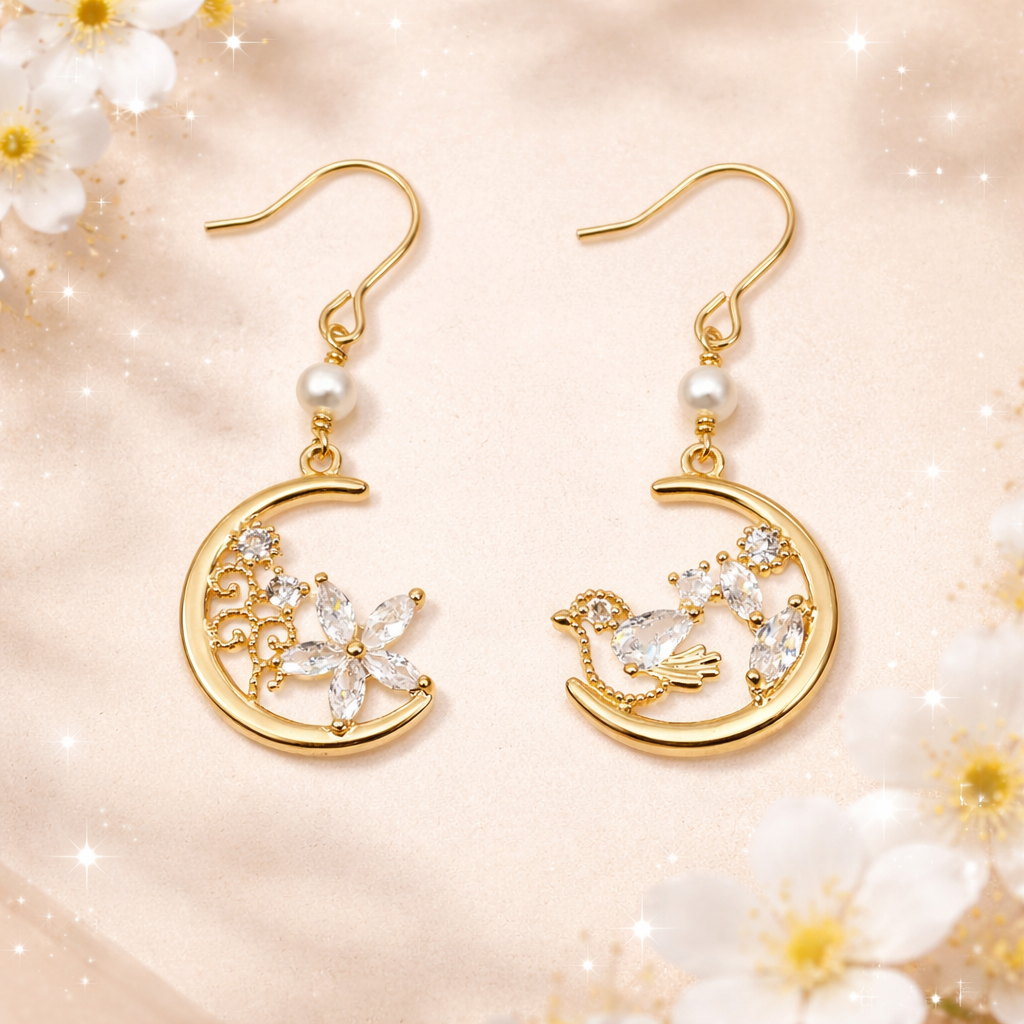 Bird & Flower Earrings