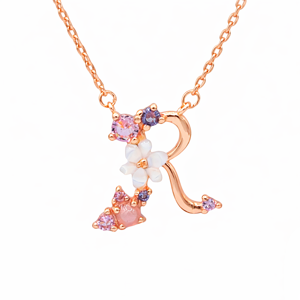 Floral Letter Necklace