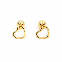 Heart Screw Back Earrings