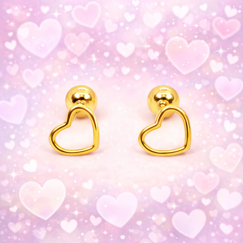Heart Screw Back Earrings