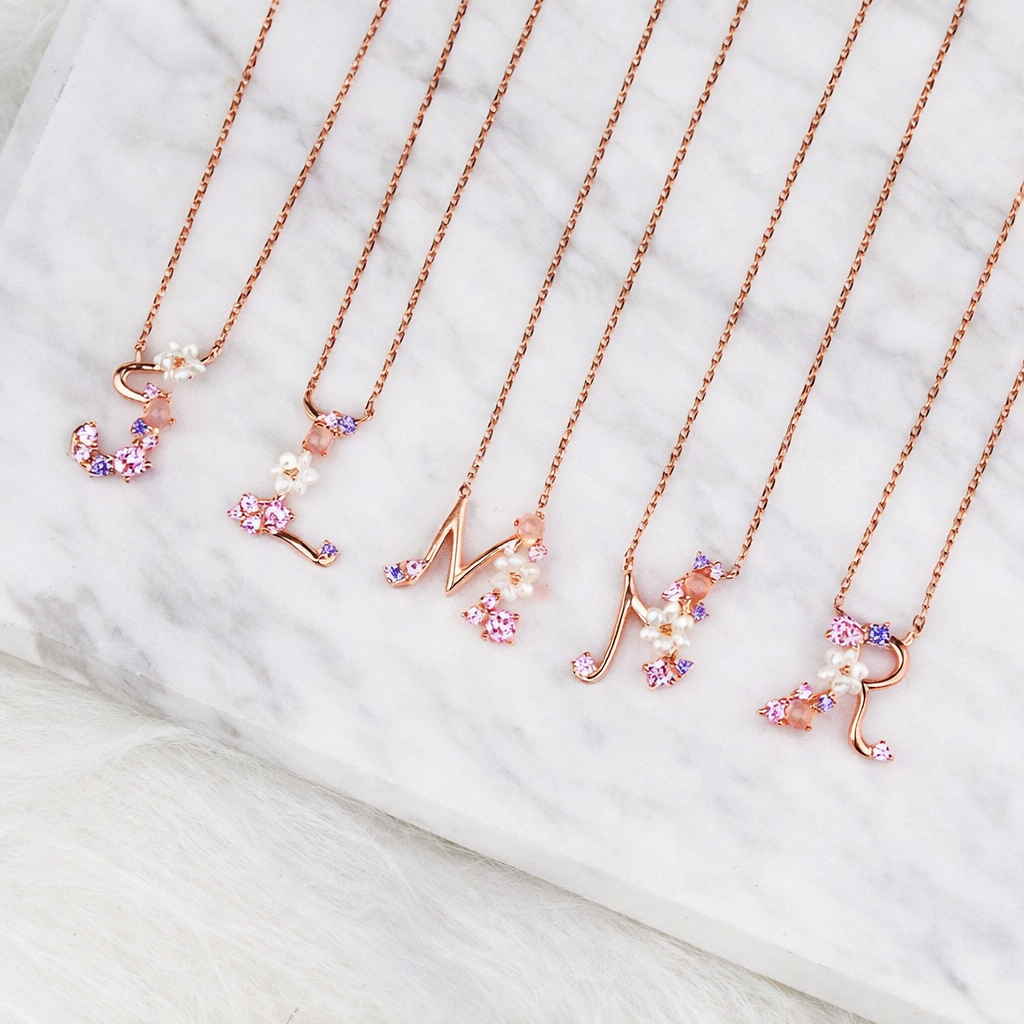 Floral Letter Necklace