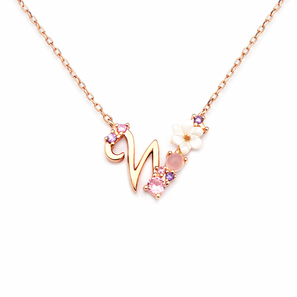Floral Letter Necklace