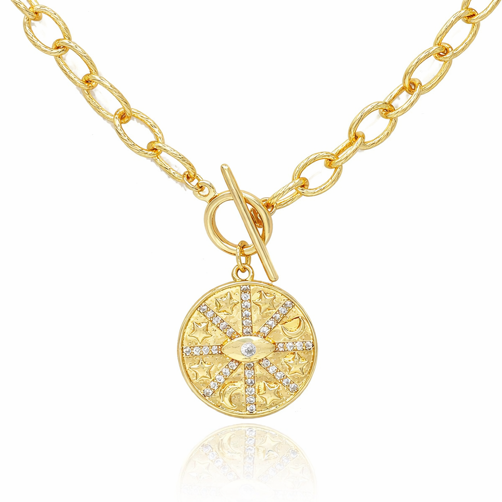 Moon Star Disc Necklace