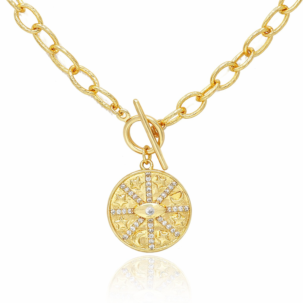 Moon/Star Disc Necklace