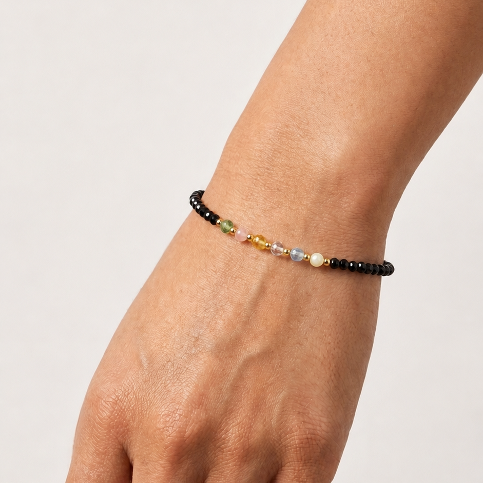 Morganite & Onyx Bracelet