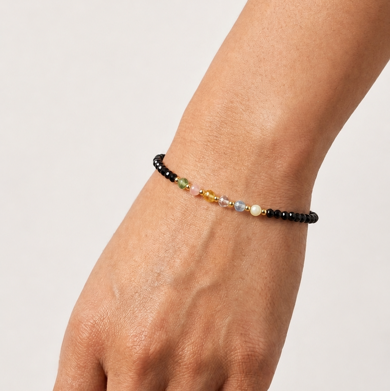 Morganite & Onyx Bracelet