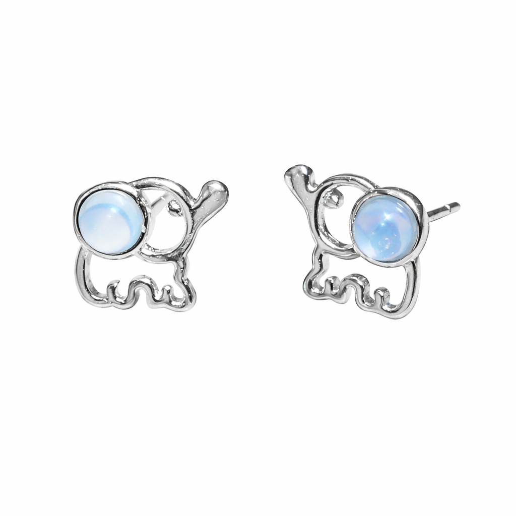 Opal Elephant Earrings
