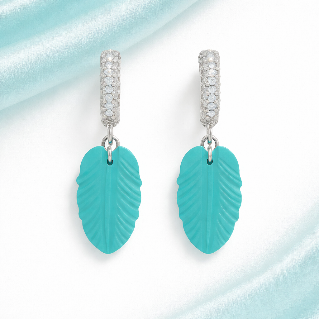 Turquoise Leaf Drop Earrings