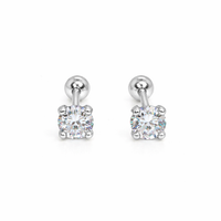 Single Diamond Screw Back Earrings