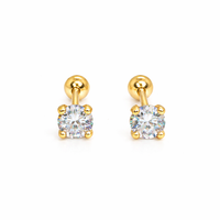 Single Diamond Screw Back Earrings