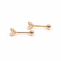 Single Diamond Screw Back Earrings