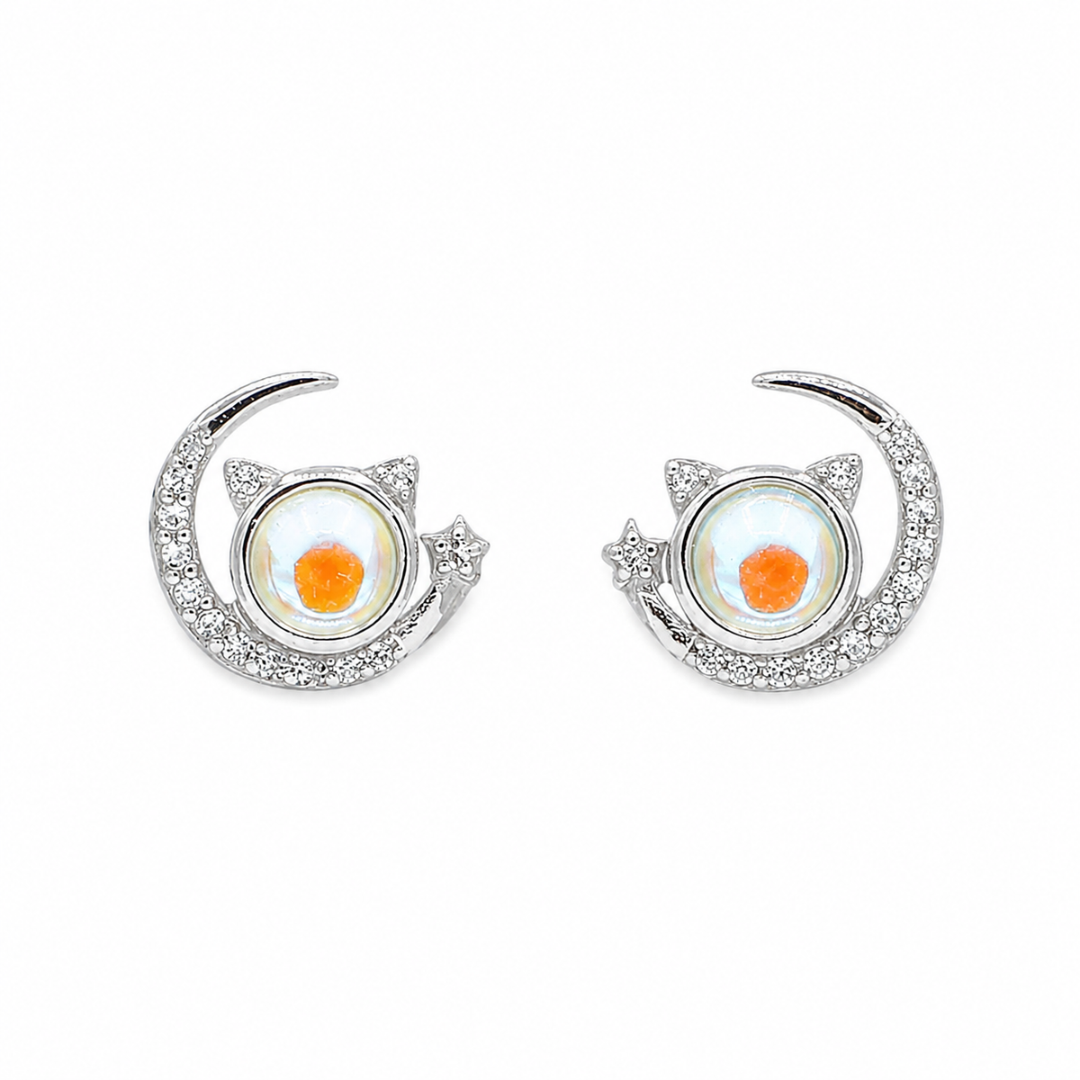 Kitty on Moon Earrings