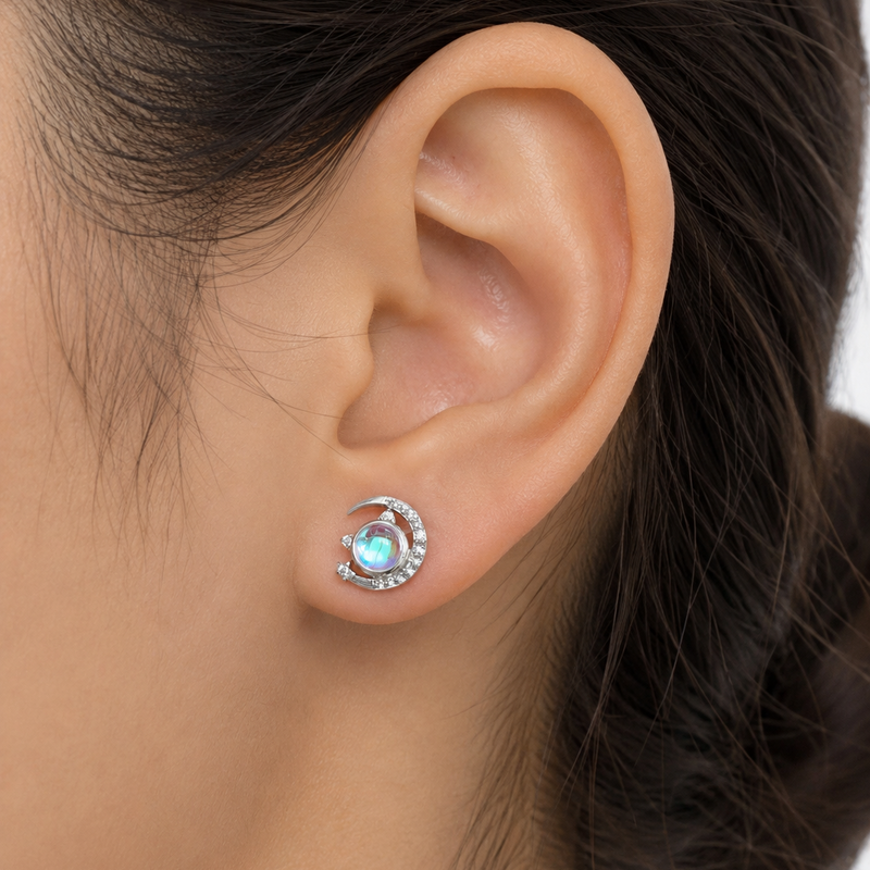 Kitty on Moon Earrings
